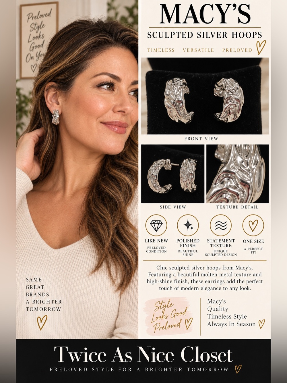 Macy's Silver Hoop Earrings